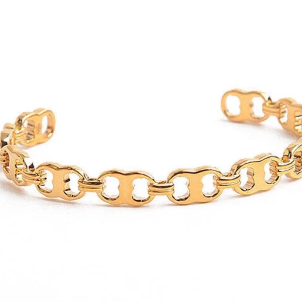 NEW Tory Burch Gold GEMINI Logo Cuff Bracelet